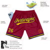 Custom Maroon Gold-Navy Authentic Throwback Basketball Shorts