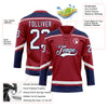 Custom Maroon White-Navy Hockey Lace Neck Jersey