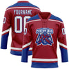 Custom Maroon White-Royal Hockey Lace Neck Jersey