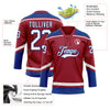 Custom Maroon White-Royal Hockey Lace Neck Jersey