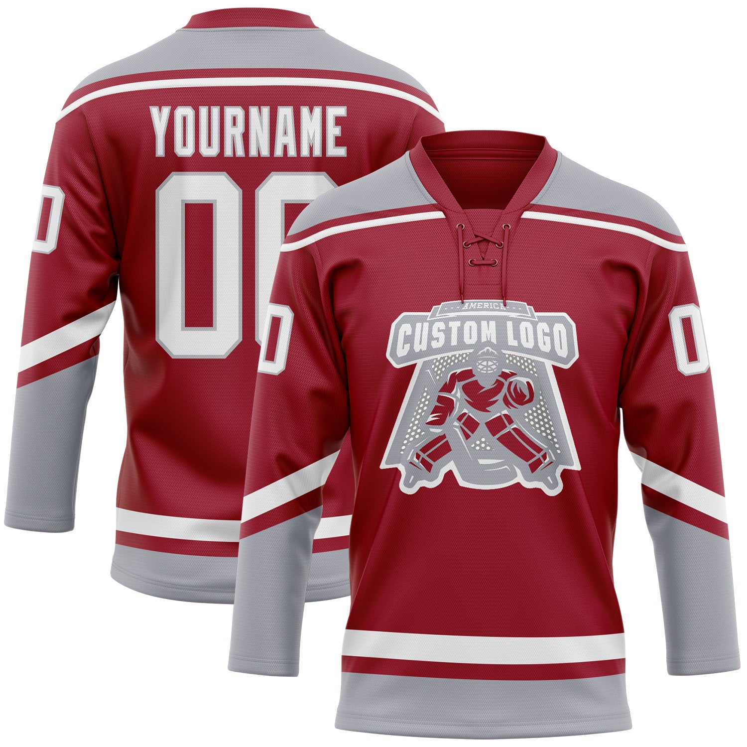 Custom Burgundy White-Gray Hockey Lace Neck Jersey Fast Shipping –  FiitgCustom