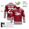 Custom Maroon White-Gray Hockey Lace Neck Jersey