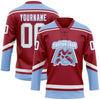 Custom Maroon White-Light Blue Hockey Lace Neck Jersey