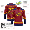 Custom Maroon Gold-Navy Hockey Lace Neck Jersey