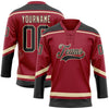 Custom Maroon Black-City Cream Hockey Lace Neck Jersey