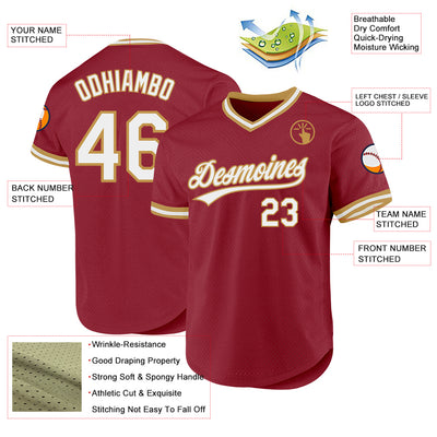 Custom Maroon White-Old Gold Authentic Throwback Baseball Jersey