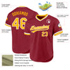 Custom Maroon Gold-White Authentic Throwback Baseball Jersey