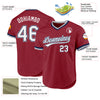 Custom Maroon Navy-Gray Authentic Throwback Baseball Jersey