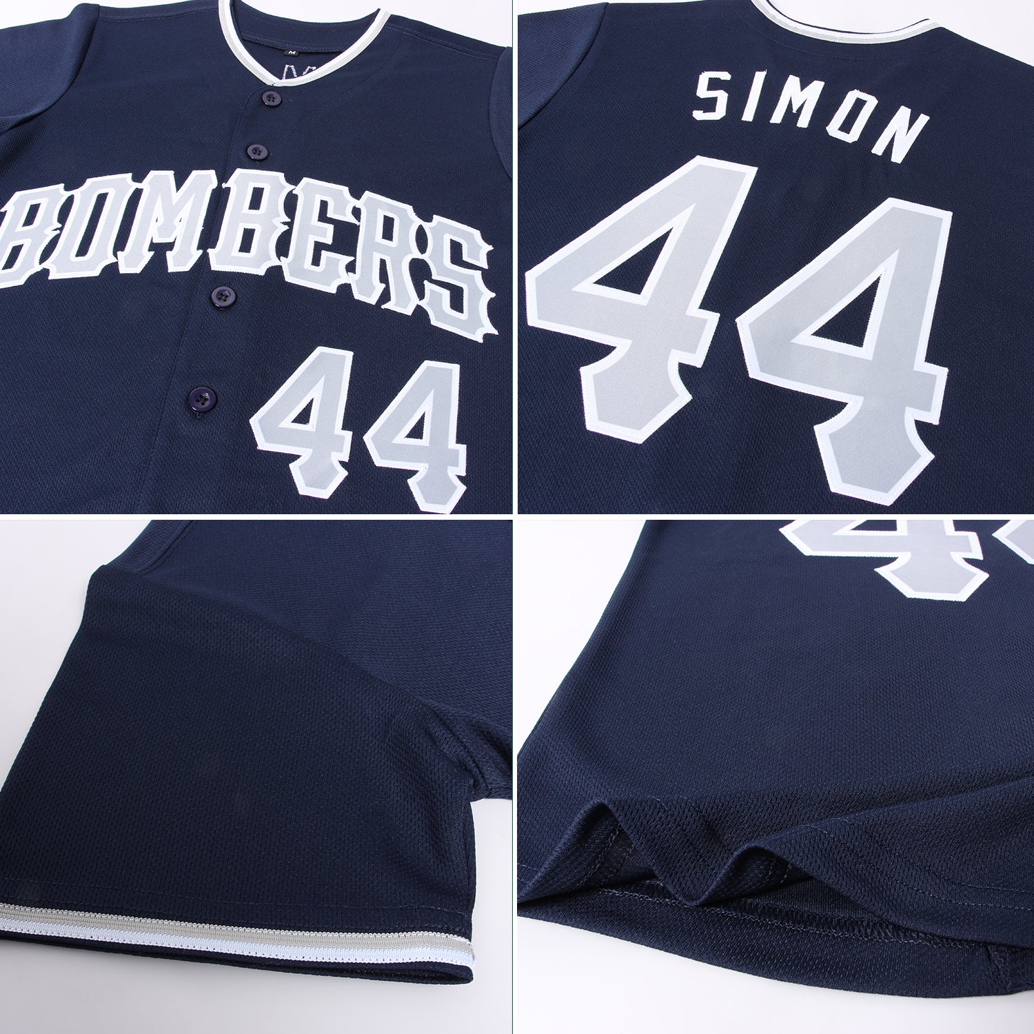 Custom Navy Gray-White Authentic Baseball Jersey