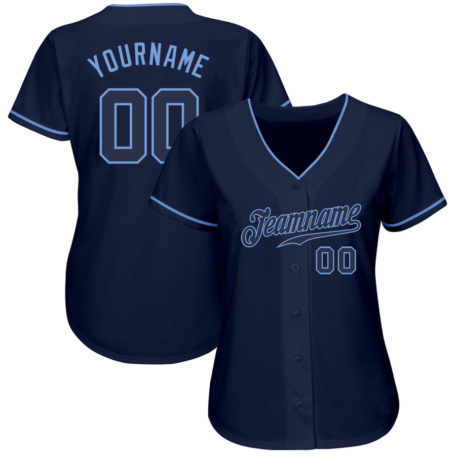 Custom Navy Navy-Light Blue Authentic Baseball Jersey