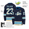 Custom Navy Cream-Blue Hockey Jersey