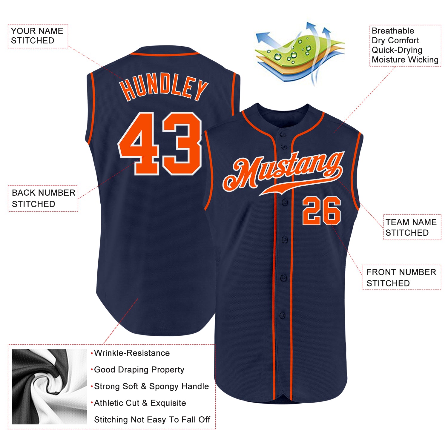 Custom Sleeveless Baseball Jersey  Full Button Sleeveless Jerseys -  FansIdea