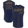 Custom Navy Navy-Old Gold Authentic Sleeveless Baseball Jersey