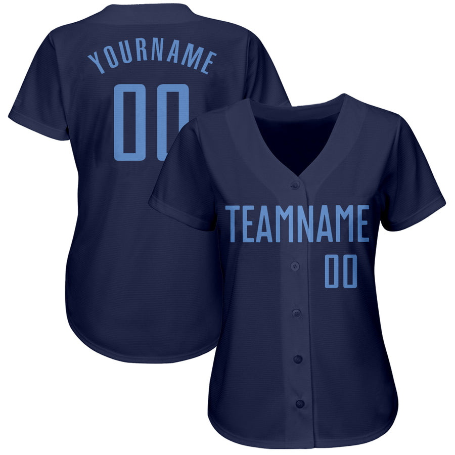 Custom Navy Light Blue Authentic Baseball Jersey