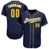 Custom Navy Gold-White Authentic Baseball Jersey