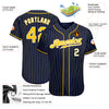 Custom Navy Gold Pinstripe Gold-White Authentic Baseball Jersey