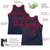 Custom Navy Navy-Red Authentic Throwback Basketball Jersey