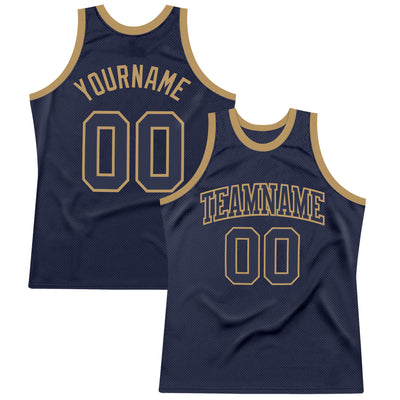 Custom Navy Navy-Old Gold Authentic Throwback Basketball Jersey