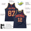 Custom Navy Old Gold-Red Authentic Throwback Basketball Jersey