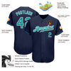 Custom Navy Teal-White Authentic Baseball Jersey