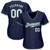 Custom Navy White-Kelly Green Authentic Baseball Jersey