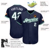 Custom Navy White-Kelly Green Authentic Baseball Jersey