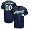 Custom Navy White-Kelly Green Authentic Baseball Jersey