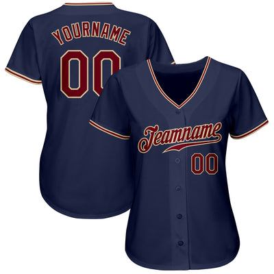 Custom Navy Crimson-City Cream Authentic Baseball Jersey