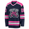 Custom Navy Pink-White Hockey Jersey