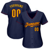 Custom Navy Gold-Crimson Authentic Baseball Jersey