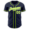 Custom Navy Neon Green-White Authentic Baseball Jersey