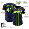 Custom Navy Neon Green-White Authentic Baseball Jersey