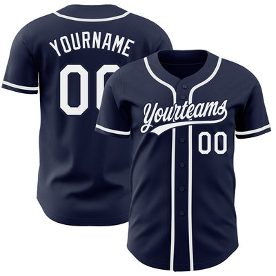 Custom Navy White Authentic Baseball Jersey