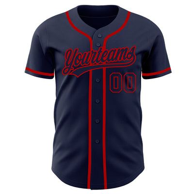 Custom Navy Navy-Red Authentic Baseball Jersey