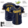 Custom Navy Gold-White Authentic Baseball Jersey