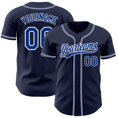 Custom Navy Royal-White Authentic Baseball Jersey