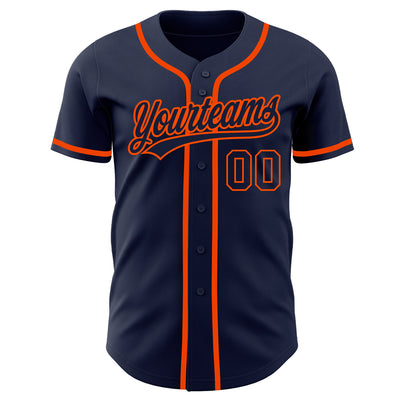 Custom Navy Navy-Orange Authentic Baseball Jersey