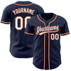 Custom Navy White-Orange Authentic Baseball Jersey