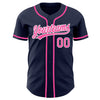 Custom Navy Pink-White Authentic Baseball Jersey