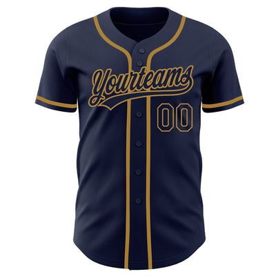 Custom Navy Navy-Old Gold Authentic Baseball Jersey