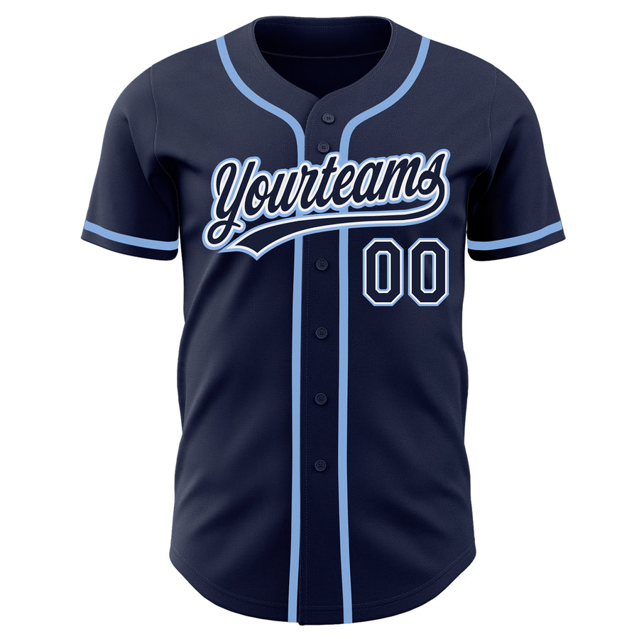 Custom Navy Navy-Light Blue Authentic Baseball Jersey