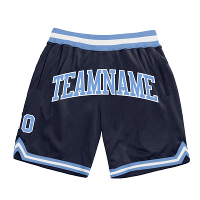 Custom Navy Basketball Shorts Light Blue White Authentic Throwback FansIdea