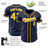 Custom Navy White Pinstripe Gold Authentic Baseball Jersey