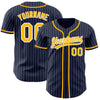 Custom Navy White Pinstripe Gold Authentic Baseball Jersey