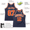 Custom Navy White Pinstripe Orange Authentic Basketball Jersey