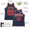 Custom Navy White Pinstripe Red Authentic Basketball Jersey