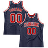 Custom Navy White Pinstripe Red Authentic Basketball Jersey