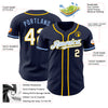 Custom Navy White Yellow-Light Blue Authentic Baseball Jersey