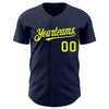 Custom Navy Neon Yellow Authentic Baseball Jersey