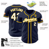 Custom Navy White-Yellow Authentic Baseball Jersey